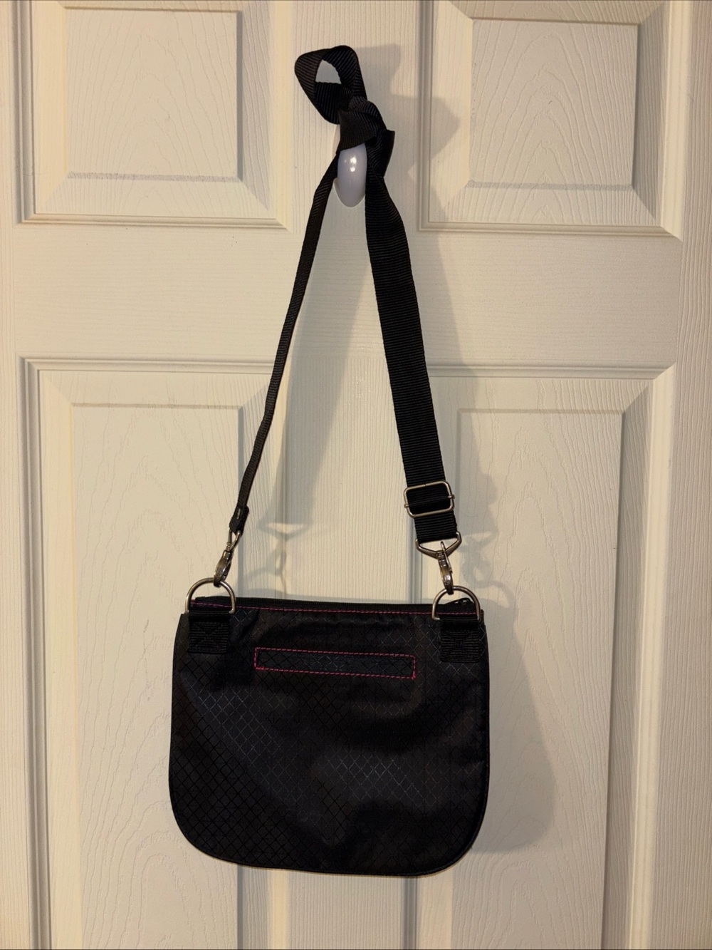 thirty-one Black Crossbody Bag with Pink Stitching